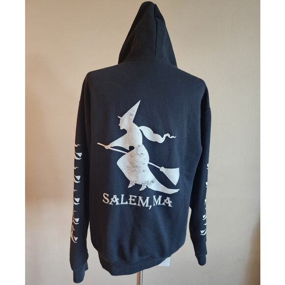 Jerzees Tops - Jerzees Black Full Zip Hoodie Salem Massachusetts Witch Halloween SZ Medium